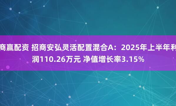 商赢配资 招商安弘灵活配置混合A：2025年上半年利润110.26万元 净值增长率3.15%
